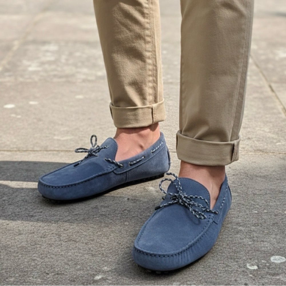 Tod's Blue Suede Driving Loafers
